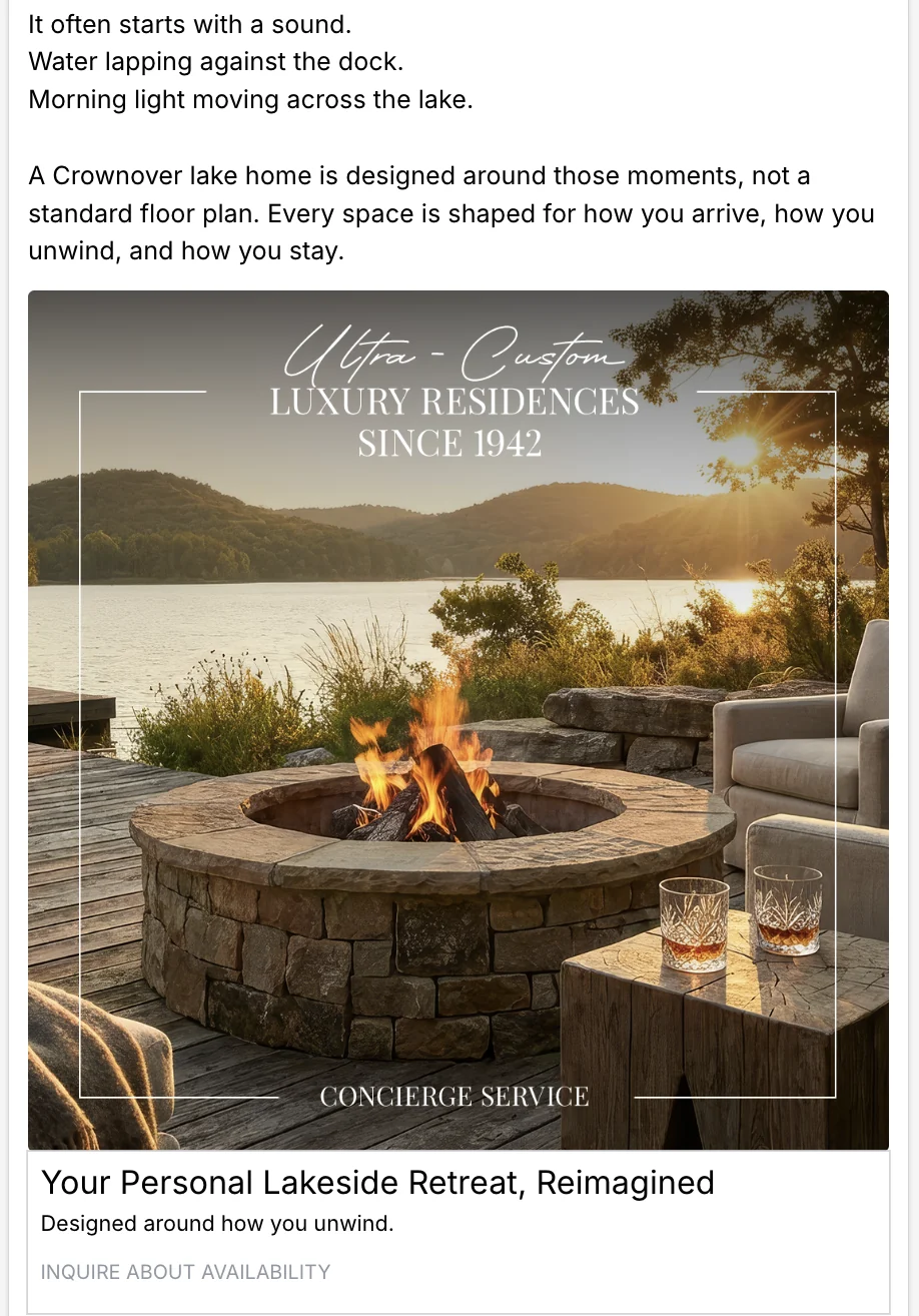 Ad: It often starts with a sound. Water lapping against the dock.