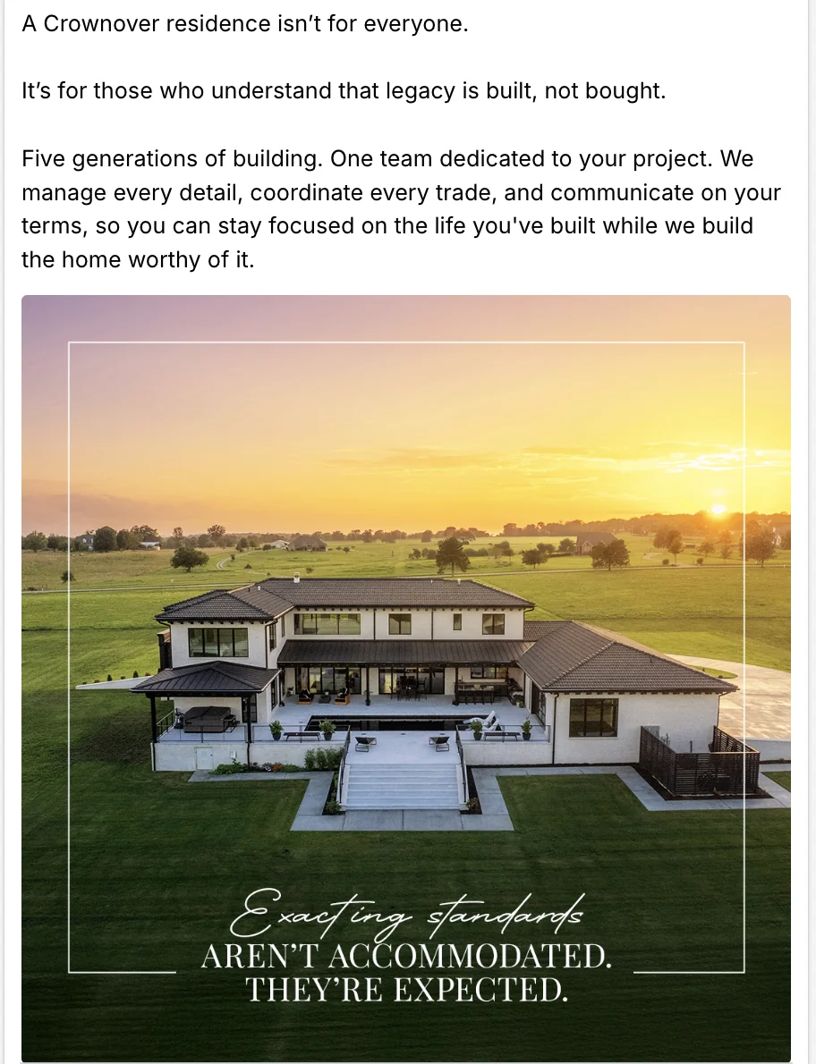 Ad: A Crownover residence isn’t for everyone.