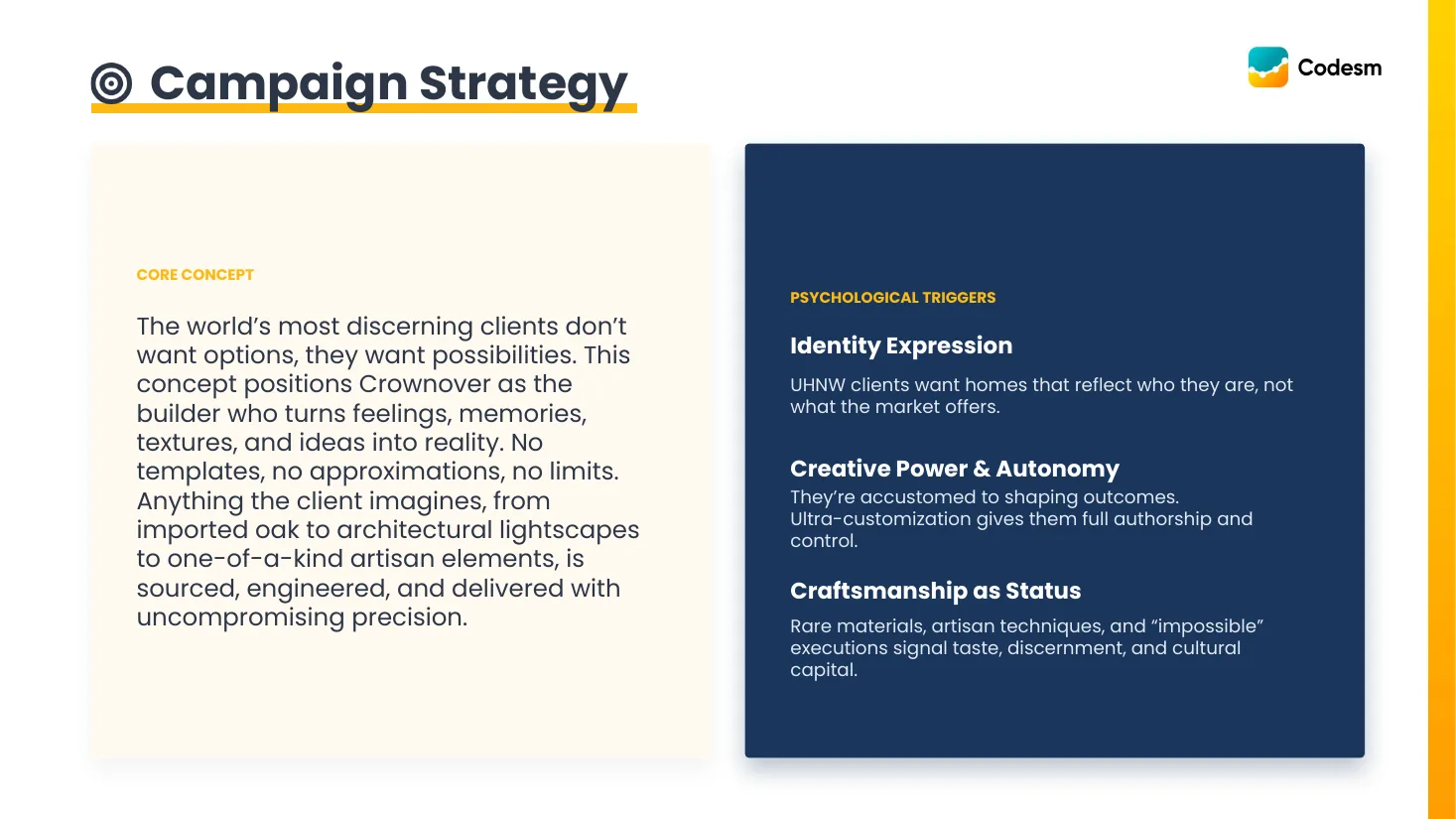 Proposal page: campaign strategy and psychological triggers