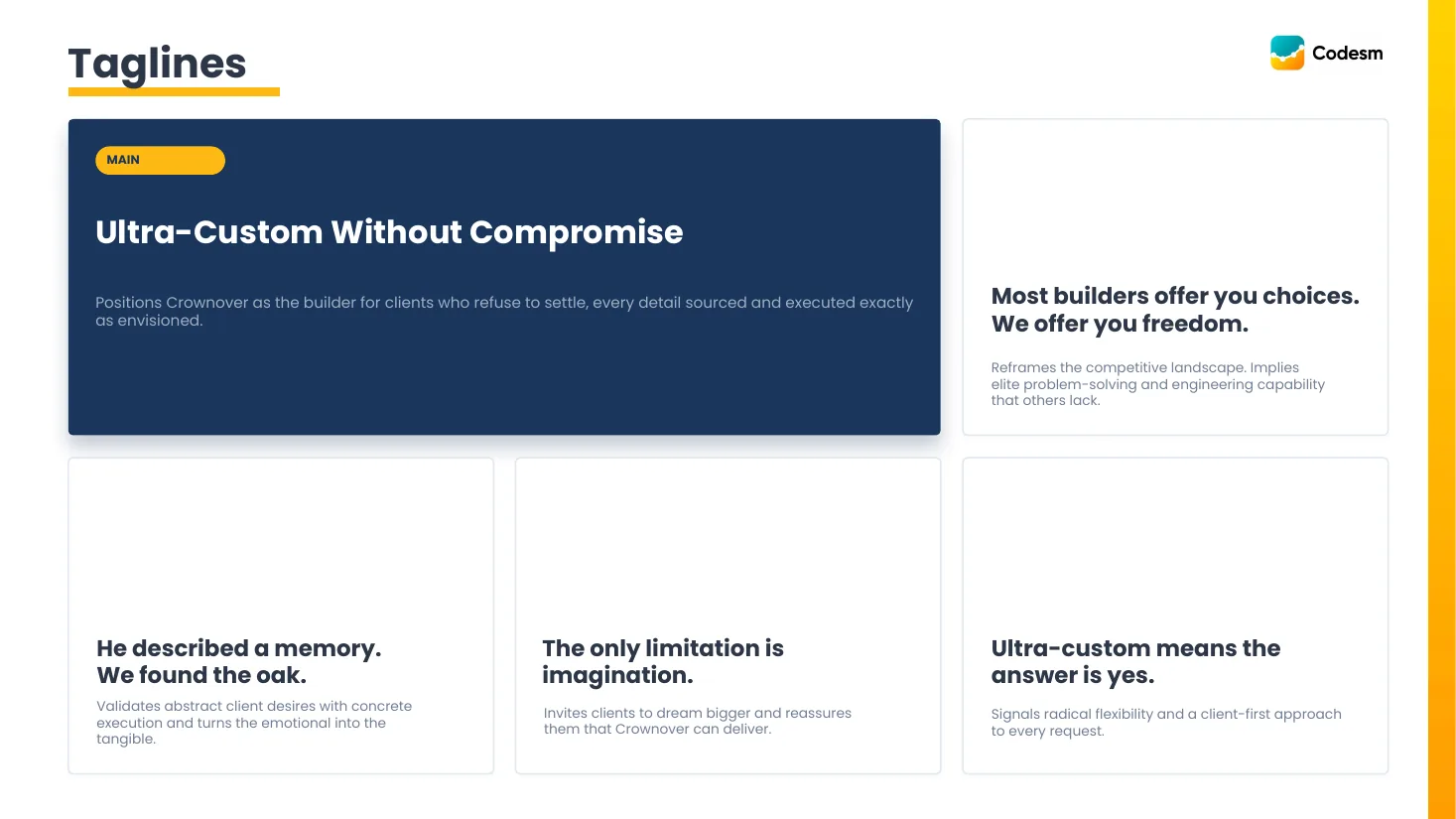 Proposal page: taglines